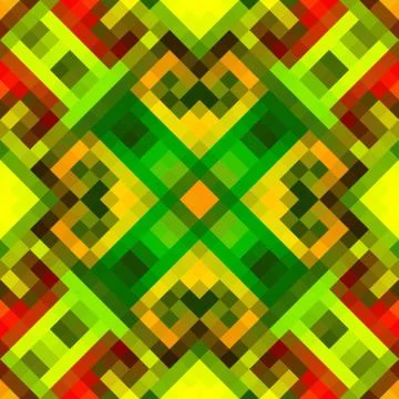 Geometric abstract symmetric pattern in pixel art style. Illustrazione stock