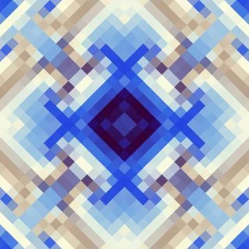 Geometric abstract symmetric pattern in pixel art style. Illustrazione stock