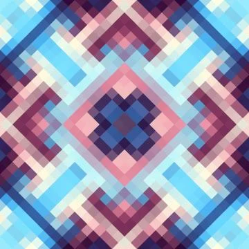 Geometric abstract symmetric pattern in pixel art style. Illustrazione stock