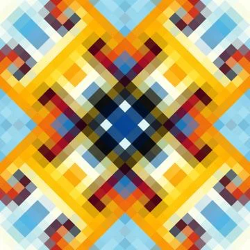 Geometric abstract symmetric pattern in pixel art style. Illustrazione stock