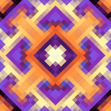 Geometric abstract symmetric pattern in pixel art style. Illustrazione stock
