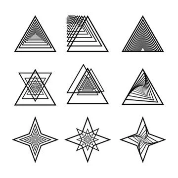 Geometric Abstract Triangle and Star Line Art Vector Illustration Stock Illustration