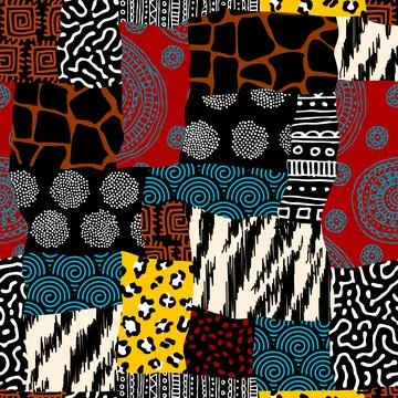 Geometric abstract triangles pattern. Afro style. Seamless vector image. Stock Illustration