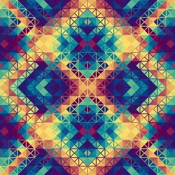 Geometric abstract triangles pattern. Aztec style. Seamless vector image. イラスト素材