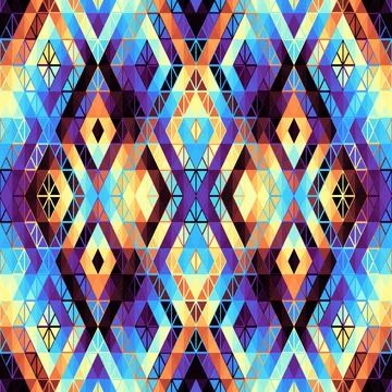 Geometric abstract triangles pattern. Aztec style. Seamless vector image. Stock Illustration