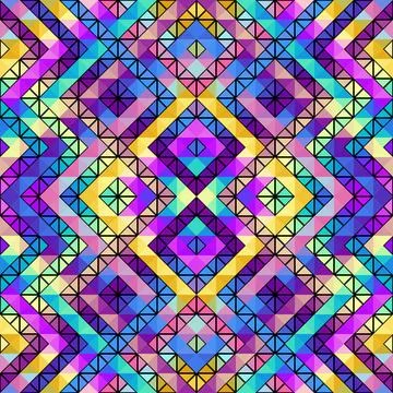 Geometric abstract triangles pattern. Aztec style. Seamless vector image. 库存插图