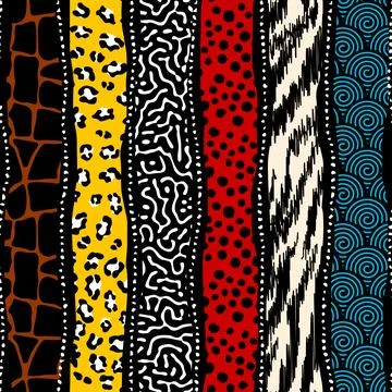 Geometric abstract tribal pattern. Afro patchwork style. Seamless vector imag Stock Illustration