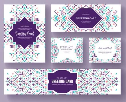 Geometric abstract vector brochure cards set. ethnic style template of flyear Stock Illustration