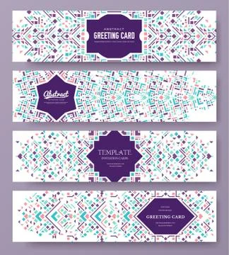 Geometric abstract vector brochure cards set. ethnic style template of flyear Stock Illustration
