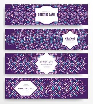 Geometric abstract vector brochure cards set. ethnic style template of flyear Stock Illustration