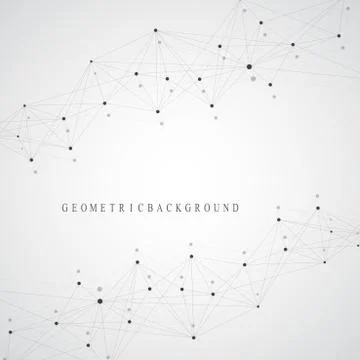 Geometric abstract vector with connected line and dots. Global network Stockillustratie