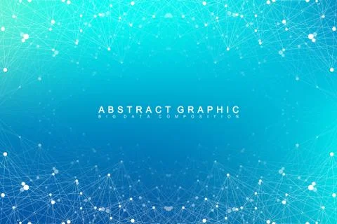 Geometric abstract vector with connected line and dots. Global network Stockillustratie