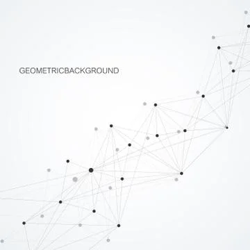 Geometric abstract vector with connected line and dots. Global network イラスト素材