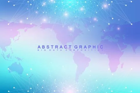 Geometric abstract vector with connected line and dots. Global network Stock Illustration