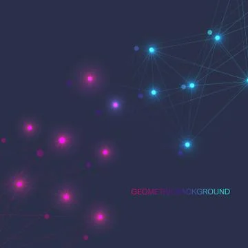 Geometric abstract vector with connected line and dots. Global network Stock Illustration