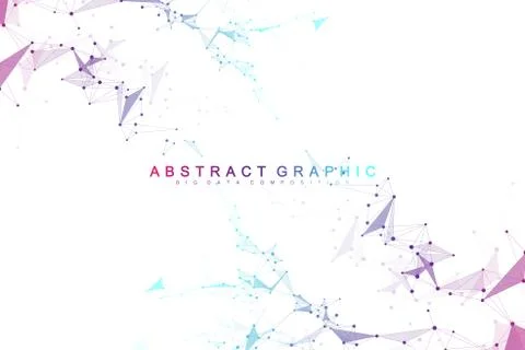 Geometric abstract vector with connected line and dots. Global network Illustrazione stock