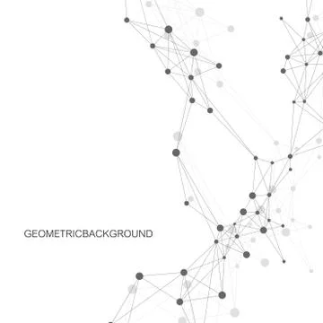 Geometric abstract vector with connected line and dots. Global network Stock Illustration