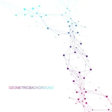 Geometric abstract vector with connected line and dots. Global network Stock Illustration