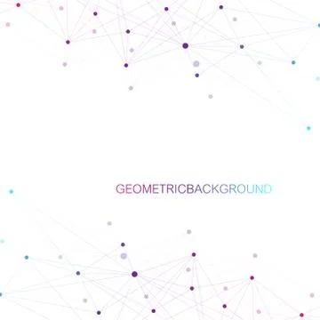 Geometric abstract vector with connected line and dots. Global network 스톡 일러스트