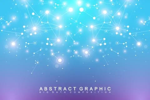 Geometric abstract vector with connected line and dots. Global network イラスト素材