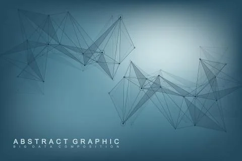 Geometric abstract vector with connected line and dots. Global network Stock Illustration