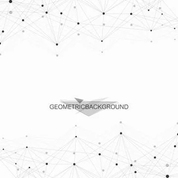 Geometric abstract vector with connected line and dots. Global network イラスト素材