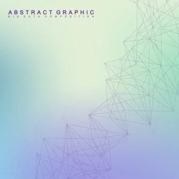 Geometric abstract vector with connected line and dots. Global network Stock Illustration