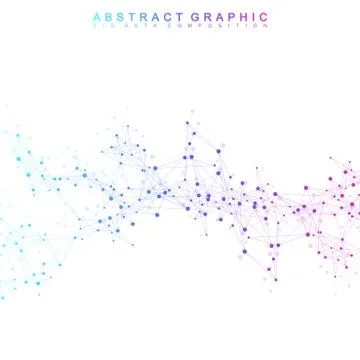 Geometric abstract vector with connected line and dots. Global network Stockillustratie