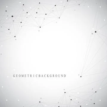 Geometric abstract vector with connected line and dots. Global network Stock Illustration