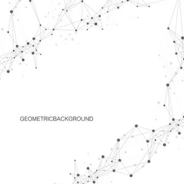 Geometric abstract vector with connected line and dots. Global network Stock Illustration
