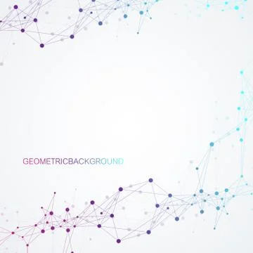 Geometric abstract vector with connected line and dots. Global network Stockillustratie
