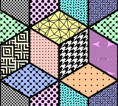 Geometric abstract vector pattern. Seamless cubes background. 스톡 일러스트