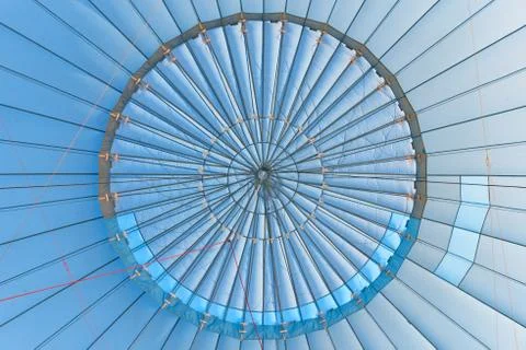 Geometric abstract view inside a blue hot air balloon Stock Photos