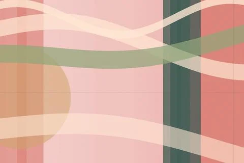 Geometric abstract wall pattern in soft pink, peach, and green tones with g.. Stock Illustration