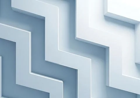 Geometric Abstract Zigzag Pattern in Light Blue and White with 3D Depth Effect イラスト素材