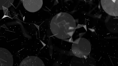 Geometric abstraction. Depth of field.Abstract digital data nodes and connection Stock Footage 96308962