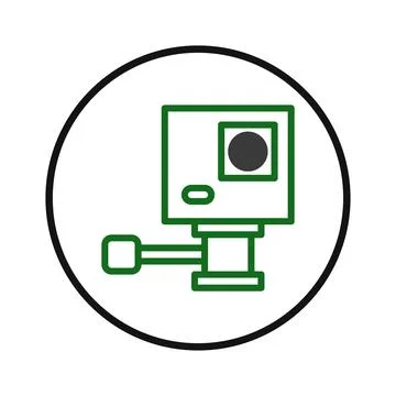 Geometric action camera illustration inside a circular frame creating a mod.. Stock Illustration