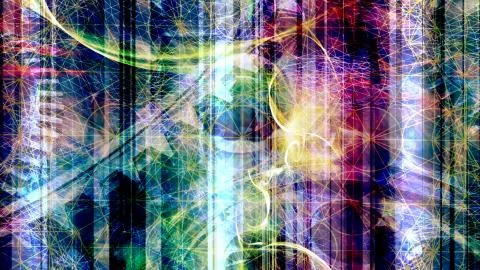 Geometric Alien Patterns and Artifacts Being Scanned by Bright Lasers Ilustração Stock