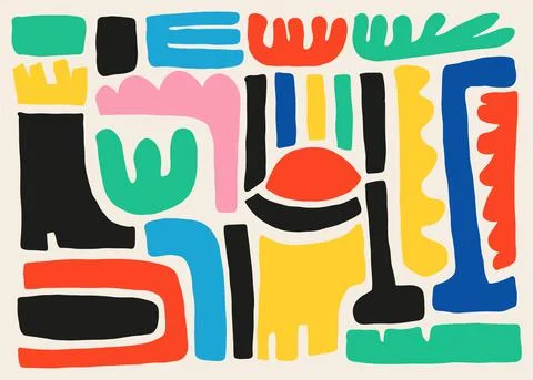 Geometric and Abstract Hand Drawn Leafy Background Stock Illustration