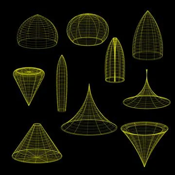 Geometric and abstract wireframe 3D shapes Stock-Illustration