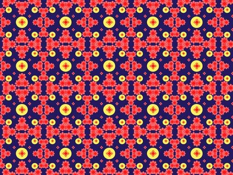 Geometric and arbitrary shapes of different shapes on a seamless colored p... Stock Photos