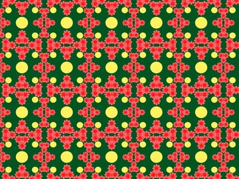 Geometric and arbitrary shapes of different shapes on a seamless colored p... Stock Photos
