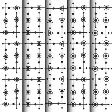 Geometric and dotty pattern set Stock Illustration