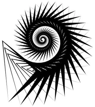 Geometric, angular snail, helix, volute element isolated on white. Abstract m イラスト素材