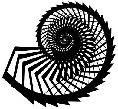 Geometric, angular snail, helix, volute element isolated on white. Abstract m 스톡 일러스트