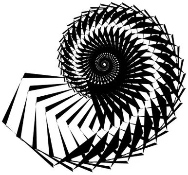 Geometric, angular snail, helix, volute element isolated on white. Abstract m Illustrazione stock