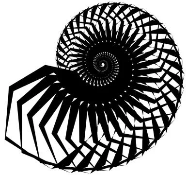 Geometric, angular snail, helix, volute element isolated on white. Abstract m 스톡 일러스트