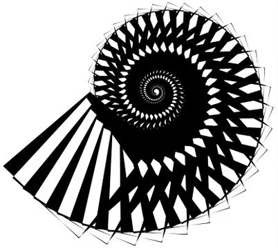 Geometric, angular snail, helix, volute element isolated on white. Abstract m 스톡 일러스트
