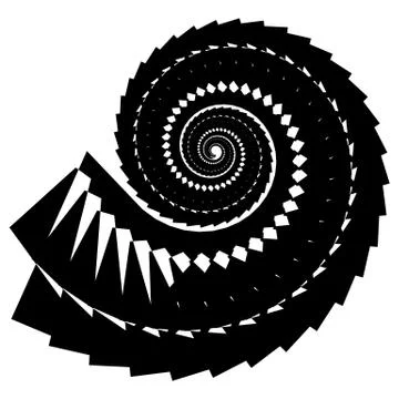 Geometric, angular snail, helix, volute element isolated on white. Abstract m 스톡 일러스트