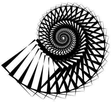 Geometric, angular snail, helix, volute element isolated on white. Abstract m 스톡 일러스트